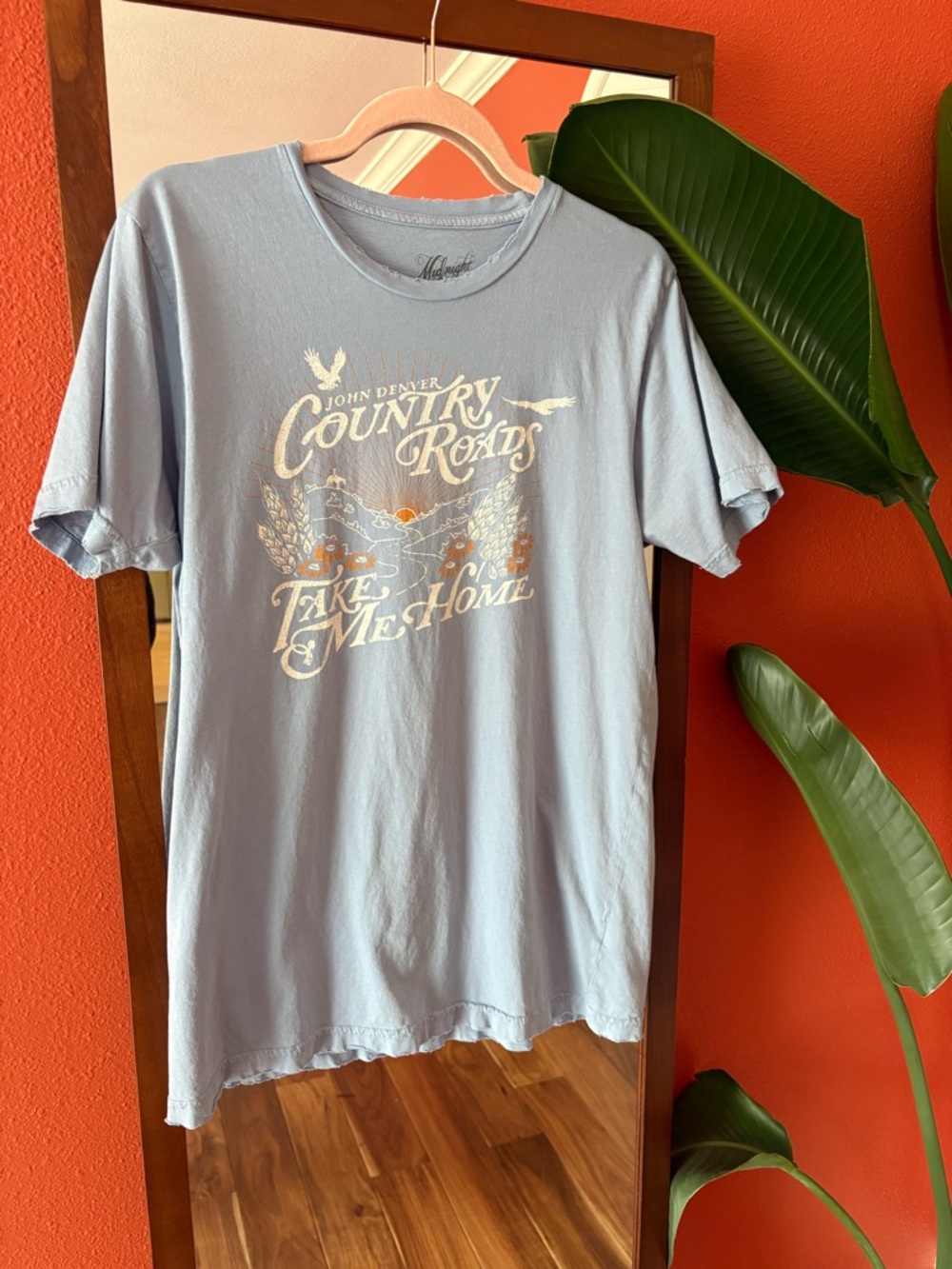Midnight Rider Light Blue 'Country Roads Take Me Home' John Denver Graphic Tee M